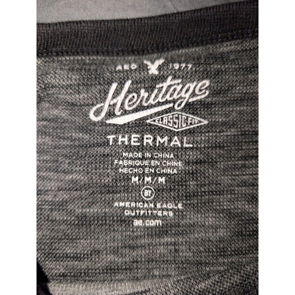 American Eagle Thermal Shirt Men’s Size Medium Gray Waffle Knit Colorblock Y2K - Picture 5 of 10